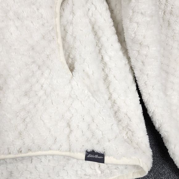 Eddie Bauer Women XL Sherpa Fleece Snap Neck Pullover Ivory Cream Cozy - Picture 2 of 11